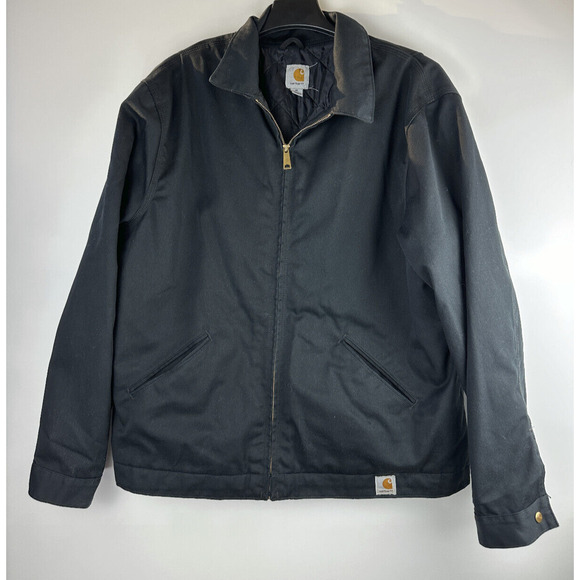 Carhartt Twill Work Jacket Midweight Quilt Lined J293 Blk Full Zip Men's Size XL - Picture 2 of 7